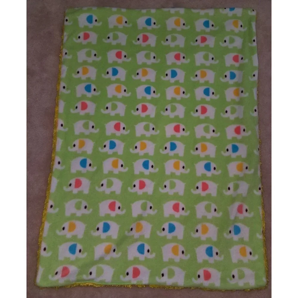 Green Elephant Fleece Baby Blanket 30